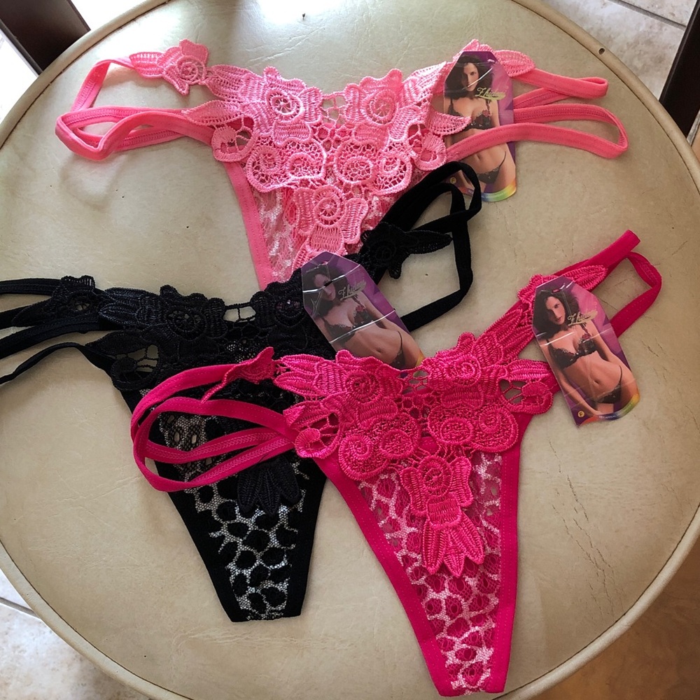 Set of animal print Thong Panty - Black & Pink
